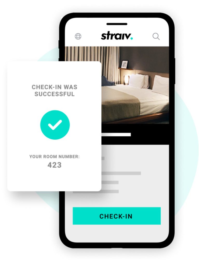 Mockup eines erfolgreich durchgeführten Online Check-in auf dem Smartphone eines Hotelgastes